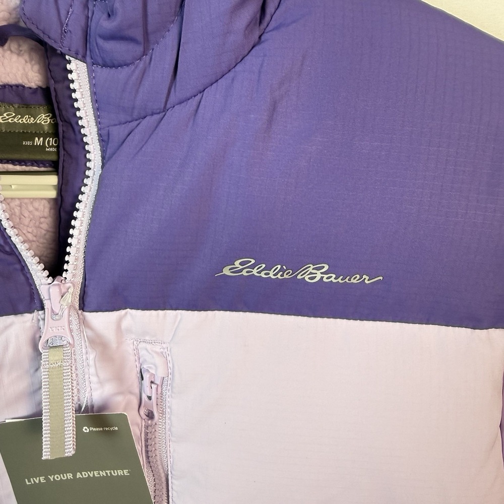 Eddie Bauer Kids Classic Down Puffer Jacket Pastel Lilac Medium Outerwear NEW - Picture 9 of 16